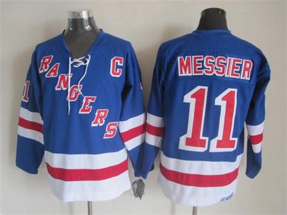 Men's Mark Messier #11 New York Rangers Navy Blue White Vintage Stitched Hockey Jersey