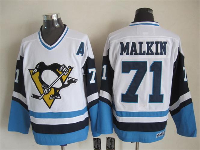 Men's Retro Sidney Crosby #87 Pittsburgh Penguins White Blue Late 70s CCM Vintage Stitched Hockey Jersey