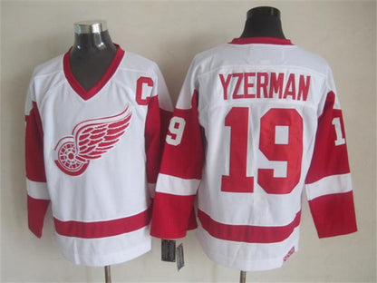 Men's Retro Detroit Red Wings White Away CCM Vintage Stitched Hockey Jersey