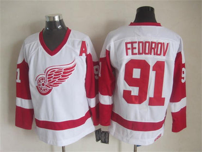 Men's Retro Detroit Red Wings White Away CCM Vintage Stitched Hockey Jersey