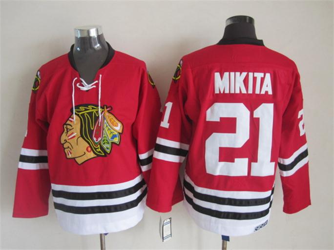 Men's Retro Blackhawks Red Vintage Stitched Hockey Jersey