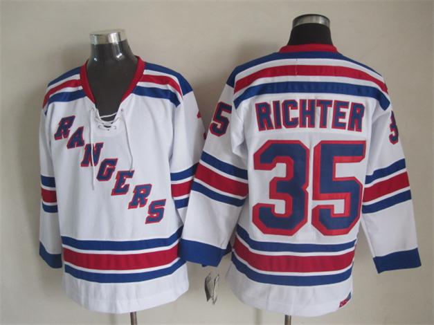 Men's Mike Richter #35 New York Rangers Navy Blue White Vintage Stitched Hockey Jersey