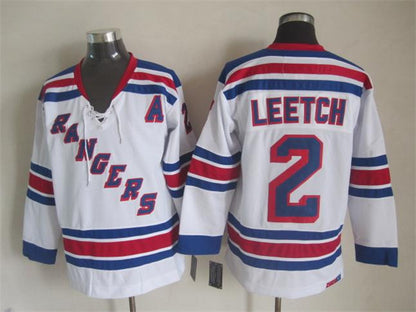 Men's Brian Leetch #2 New York Rangers Navy Blue White Vintage Stitched Hockey Jersey