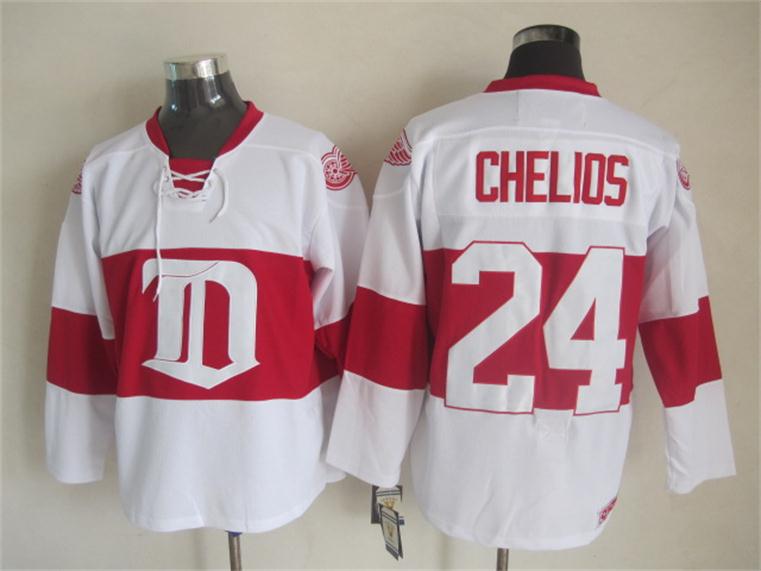 Men's Retro Detroit Red Wings White 2009 Winter Classic CCM Vintage Stitched Hockey Jersey