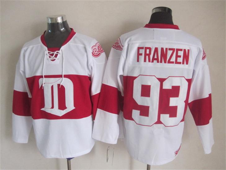 Men's Retro Detroit Red Wings White 2009 Winter Classic CCM Vintage Stitched Hockey Jersey