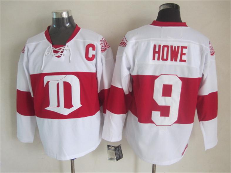 Men's Retro Detroit Red Wings White 2009 Winter Classic CCM Vintage Stitched Hockey Jersey