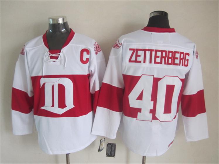 Men's Retro Detroit Red Wings White 2009 Winter Classic CCM Vintage Stitched Hockey Jersey