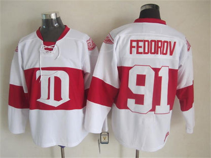 Men's Retro Detroit Red Wings White 2009 Winter Classic CCM Vintage Stitched Hockey Jersey