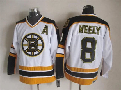 Men's Boston Bruins #8 Cam Neely Black White Throwback Stitched Hockey Jersey