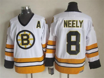 Men's Boston Bruins #8 Cam Neely Black White Throwback Stitched Hockey Jersey