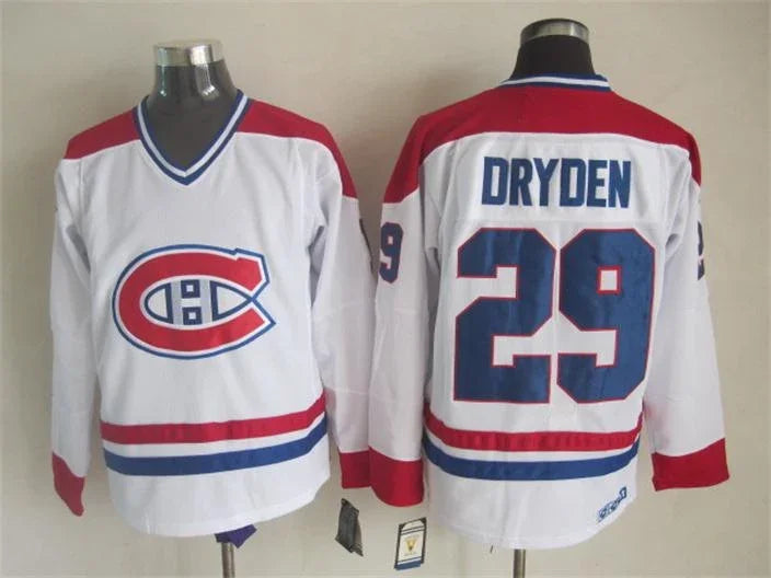 Men's Montréal Canadiens #29 Ken Dryden Red White Throwback Stitched Hockey Jersey