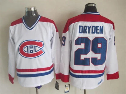 Men's Montréal Canadiens #29 Ken Dryden Red White Throwback Stitched Hockey Jersey