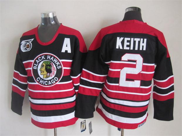 Men's Retro Chicago Blackhawks Black 1940's 75TH CCM Vintage Stitched Hockey Jersey