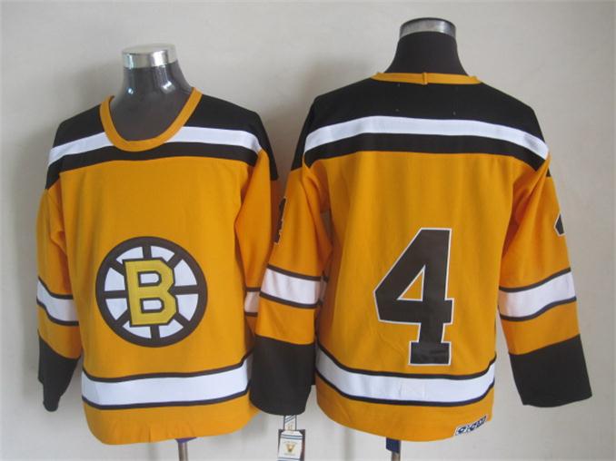 Men's Boston Bruins #4 Bobby Orr Black White Throwback Stitched Hockey Jersey