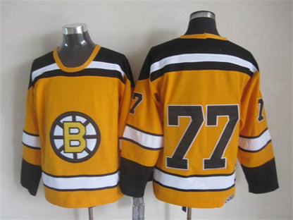 Men's Boston Bruins #77 Ray Bourque Black White Throwback Stitched Hockey Jersey