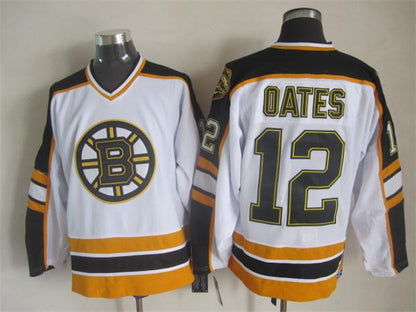 Men's Boston Bruins #12 Adam Oates Black White Throwback Stitched Hockey Jersey