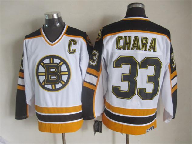 Men's Boston Bruins #33 Zdeno Chara Gold Black White Throwback Stitched Hockey Jersey