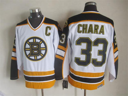 Men's Boston Bruins #33 Zdeno Chara Gold Black White Throwback Stitched Hockey Jersey