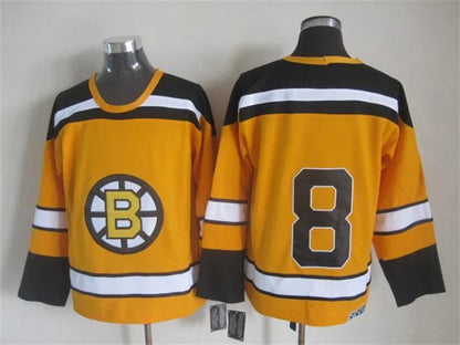 Men's Boston Bruins #8 Cam Neely Black White Throwback Stitched Hockey Jersey