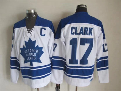Men's Maple Leafs #17 Wendel Clark Throwback Stitched Hockey Jersey