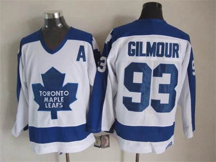 Men's Maple Leafs #93 Doug Gilmour Throwback Stitched Hockey Jersey