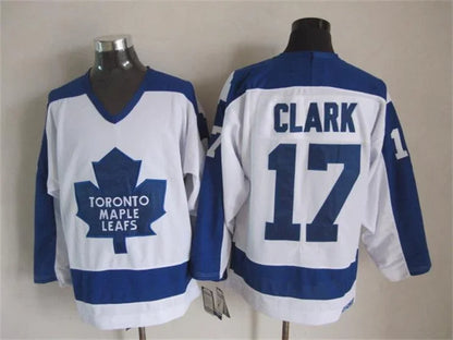 Men's Maple Leafs #17 Wendel Clark Throwback Stitched Hockey Jersey
