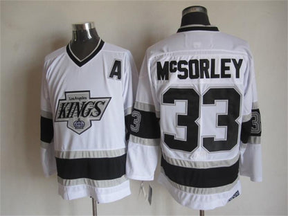 Men's Marty Mcsorley #33 Kings Black White Gold Purple Vintage Stitched Hockey Jersey