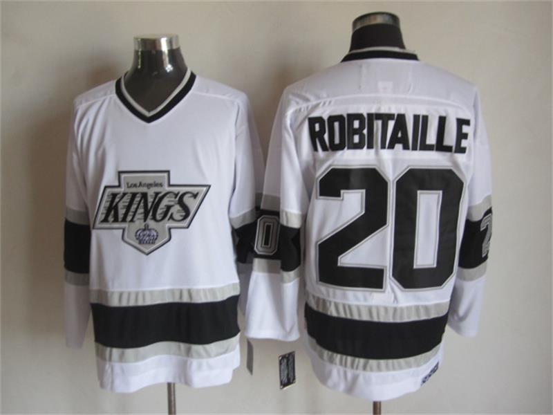 Men's Luc Robitaille #20 Los Angeles Kings Black White Gold Purple Vintage Stitched Hockey Jersey