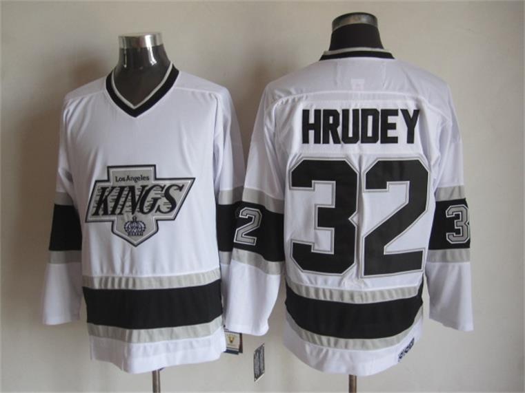 Men's Kelly Hrudey #32 Kings Black White Gold Purple 1993 Vintage Stitched Hockey Jersey