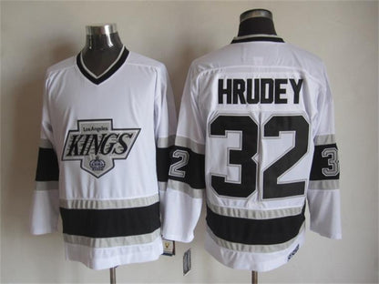 Men's Kelly Hrudey #32 Kings Black White Gold Purple 1993 Vintage Stitched Hockey Jersey