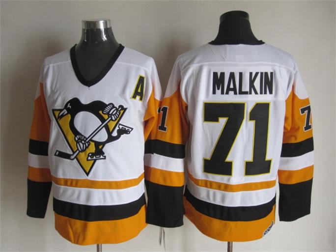 Men's Retro Sidney Crosby #87 Pittsburgh Penguins White CCM Vintage Stitched Hockey Jersey