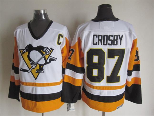 Men's Retro Sidney Crosby #87 Pittsburgh Penguins White CCM Vintage Stitched Hockey Jersey