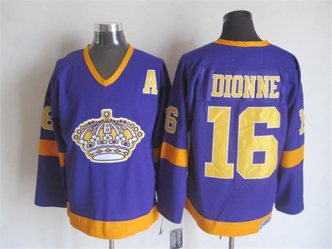 Men'sMarcel Dionne #16 Los Angeles Kings Black White Gold Purple Vintage Stitched Hockey Jersey