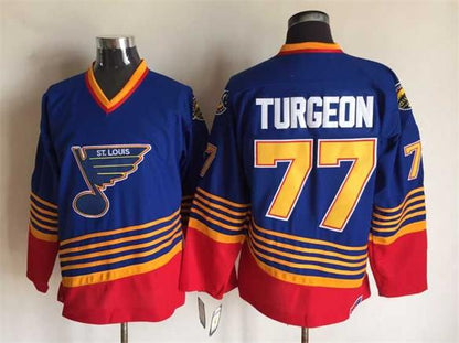 Men's Al Macinnis Chris Pronger Tony Twist St. Louis Blues Blue Red 1994-95 Vintage Stitched Hockey Jersey