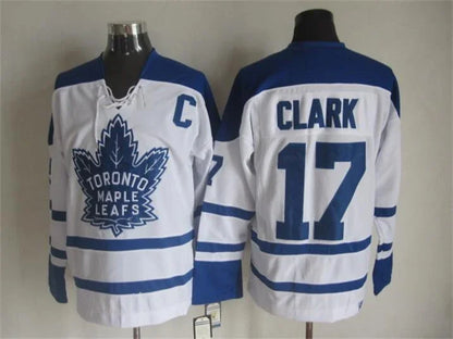 Men's Maple Leafs #17 Wendel Clark Throwback Stitched Hockey Jersey