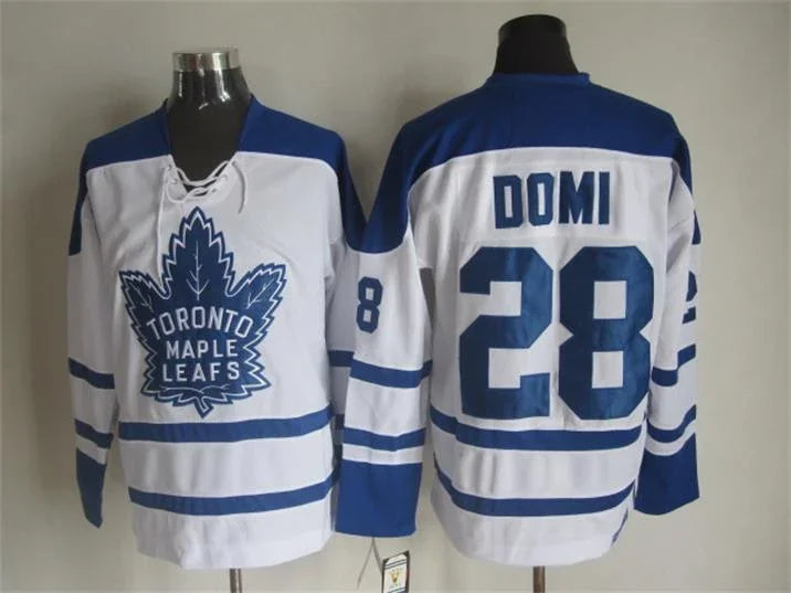 Men's Maple Leafs #28 Tie Domi Throwback Stitched Hockey Jersey