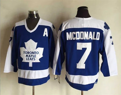 Men's Maple Leafs #7 Lanny McDonald Throwback Stitched Hockey Jersey