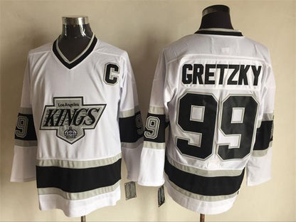 Men's Wayne Gretzky #99 Los Angeles Kings Black White Gold Purple Vintage Stitched Hockey Jersey