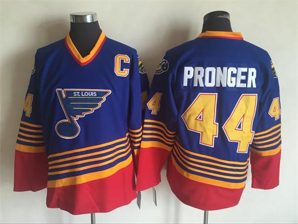 Men's Al Macinnis Chris Pronger Tony Twist St. Louis Blues Blue Red 1994-95 Vintage Stitched Hockey Jersey