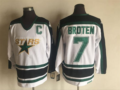Men's Neal Broten #7 Minnesota North Stars Green White Vintage Stitched Hockey Jersey