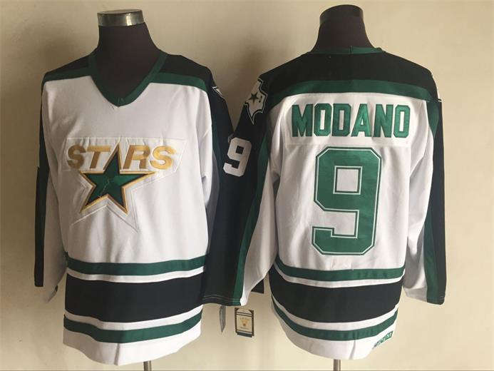 Men's Mike Modano #9 Minnesota North Stars Starter Green White Vintage Stitched Hockey Jersey