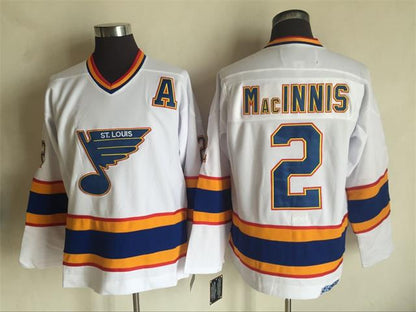 Men's Al Macinnis St. Louis Blues White Vintage Stitched Hockey Jersey