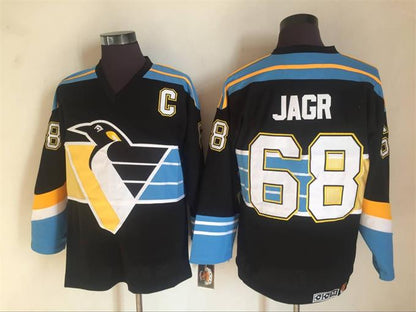 Men's Retro Mario Lemieux #66 Pittsburgh Penguins Black 1996/97 Blue CCM Vintage Stitched Hockey Jersey