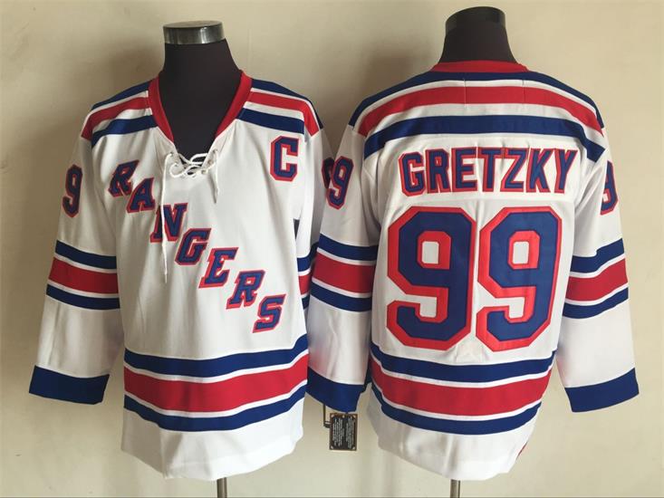 Men's Wayne Gretzky #99 New York Rangers Navy Blue White Vintage Stitched Hockey Jersey
