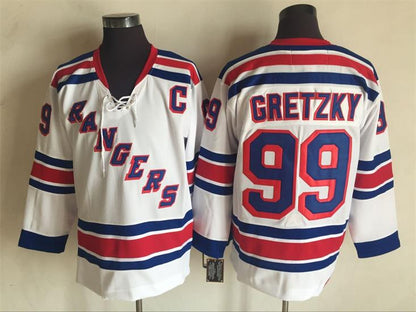 Men's Wayne Gretzky #99 New York Rangers Navy Blue White Vintage Stitched Hockey Jersey