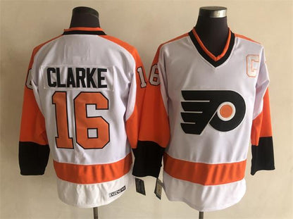 Men's Retro Bernie Parent #1 Philadelphia Flyers White 1970-1972 CCM Vintage Stitched Hockey Jersey