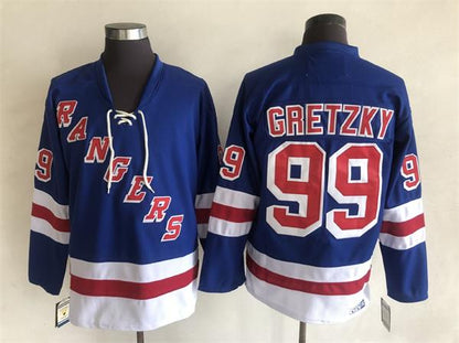 Men's Wayne Gretzky #99 New York Rangers Navy Blue White Vintage Stitched Hockey Jersey