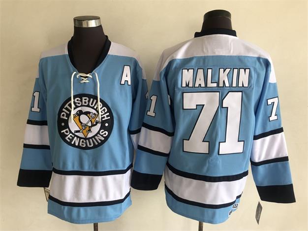 Men's Retro Sidney Crosby #87 Pittsburgh Penguins Light Blue 1986-87 CCM Vintage Stitched Hockey Jersey