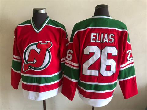 Men's Retro Patrik Elias Devils Red Green Vintage Stitched Hockey Jersey