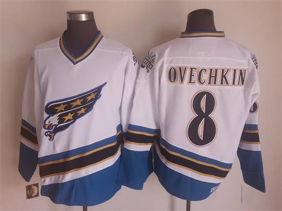 Men's Retro Alexander Ovechkin Washington Capitals White 2005/06 CCM Vintage Stitched Hockey Jersey